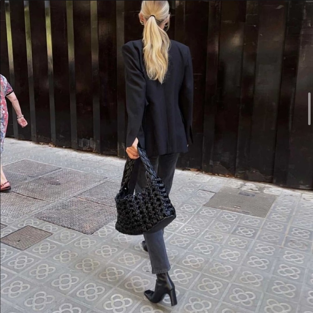 Danse Lente Lola Weave Leather Bag in Black